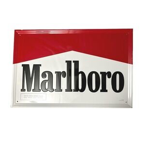 1995 Marlboro Embossed Metal Sign Philip Morris Vintage 23.5x15.5 Red